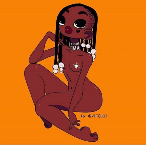 ⚫️Kuh-Luh-Lah⚫️ @viteloi . . #2frochicks #afrohair #3DArt #illustration #drawing #blackart #graphicd