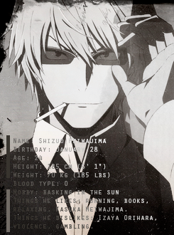hanae-ichihara:    01 / ? Random Characters - Shizuo Heiwajima | DURARARA!!     