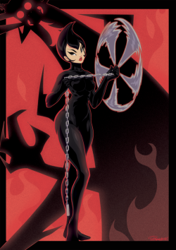 tovio-rogers:full view of the previous post. it is a patron request of ashi from samurai jack. psd file available on patreon today. 