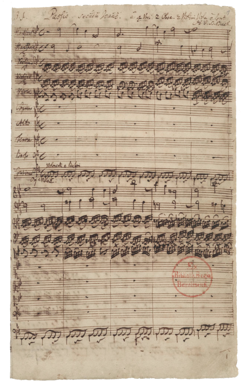 barcarole:Original title page and opening chorus of Bach’s Johannes-Passion, BWV 245 (1749 ver