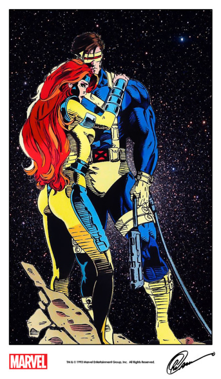 themarvelproject:Jean Grey and Cyclops by Greg Capullo and Harry Candelario from X-Force #18 (1