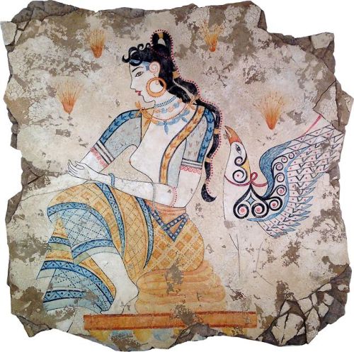 arjuna-vallabha:The Saffron Goddess (1600 B.C.) is a detail from a Minoan fresco depicting a saffron