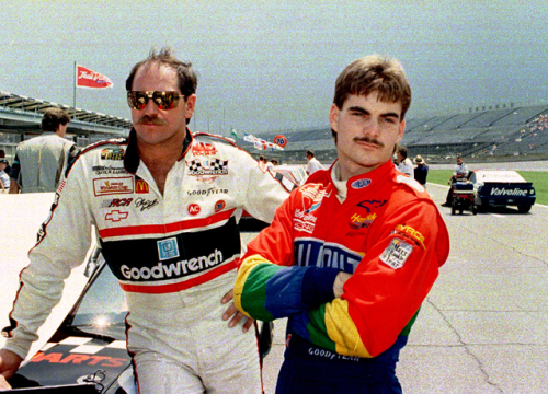 vintagesportspictures:Dale Earnhardt and Jeff Gordon (1993) Watching old NASCAR recently, I was insp