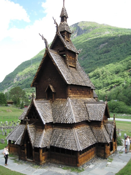 oupacademic:This is a view of the curiously designed Borgund Stave Church in Norway built sometime b