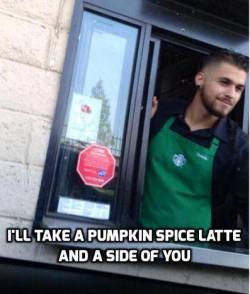 wasitallsmokeandmirrors:  Heelllooooo sexy ass barista. Can I have some extra caramel drizzle and your dick in my mouth? 