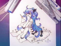 Kicking Off This Years Inktober With Unicorn From Azur Lane (And Colored With Markers