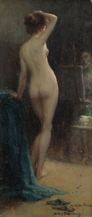 The Model. Allan Douglas Davidson (British 1873-1932). Oil on board.The Model is a delightful study 