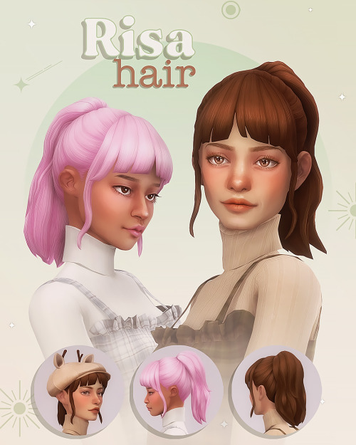 Risa hair Hello! First item of 2021! (ﾉ´ヮ`)ﾉ*: ･ﾟ Risa hair is a high, lopsided ponytail for The Sim