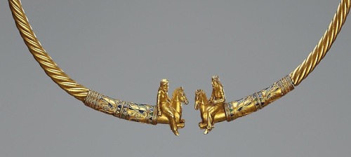 theancientwayoflife:~ Gold Torque Terminating in Scythian Horsemen.Place of origin: The Northern Bla