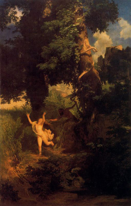 Syrinx fleeing from the onslaught of Pan, Arnold Bocklin