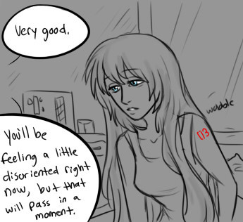       ((I really enjoy seeing comics/drawing headcanons that show the vocaloids in pre-vocaloid development (for example, when they’re still being tested/created in a lab) so i decided i wanted to try it with luka! not sure if i’ll continue