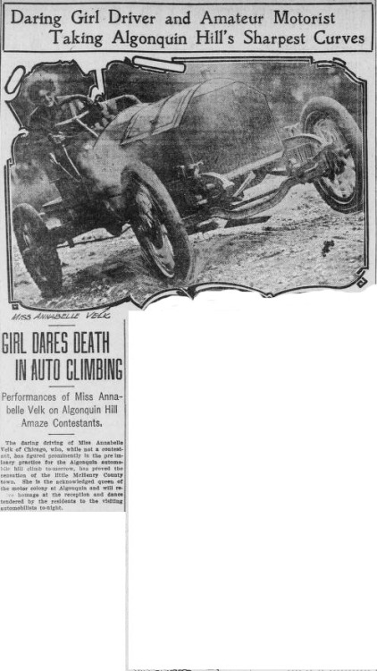 #TBT: &ldquo;Queen of the Motor Colony&quot; A Chicago Examiner headline from August 1908: &quot;Gir