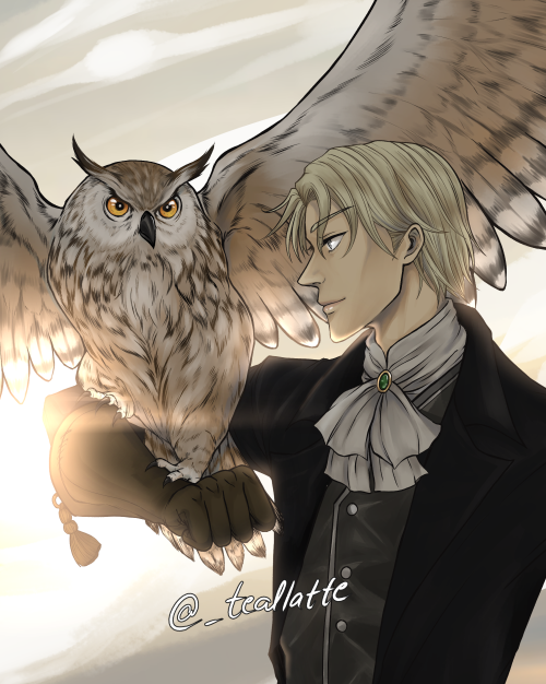 Draco Malfoy with his Eagle Owl. 