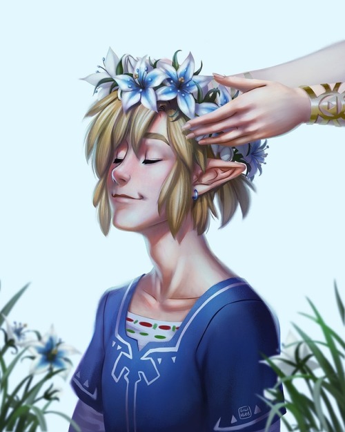 I got inspired after seeing @allenvooreef ’s adorable drawing of Link with a flower crown so I