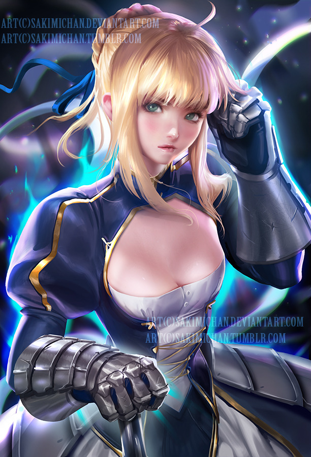 sakimichan:  sakimichan:  Saber painting &lt;3 NSFW/Normal versions, psd, high-res