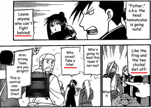 phantomrose96:These screenshots from the FMA manga span five pages. FIVE. Greed spends the entirety 