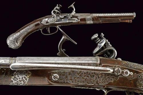 Silver mounted snaphaunce pistol from Brescia, Italy, late 17th century.from Czerny’s Internat