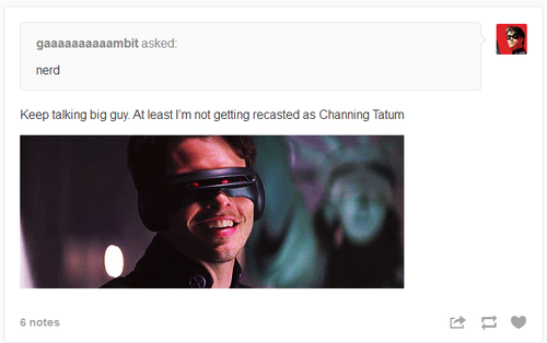 gaaaaaaaaaambit:  gaaaaaaaaaambit:  i foudn a cyclops ask blog on tumblr dot com