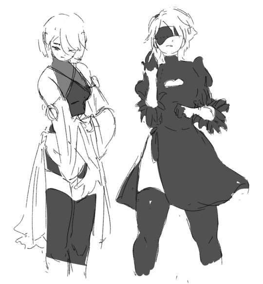 tinyshoopuf:  2B and Aqua clothes swap!