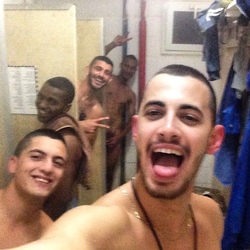 XXX naked-straight-men:  Group showers.  photo