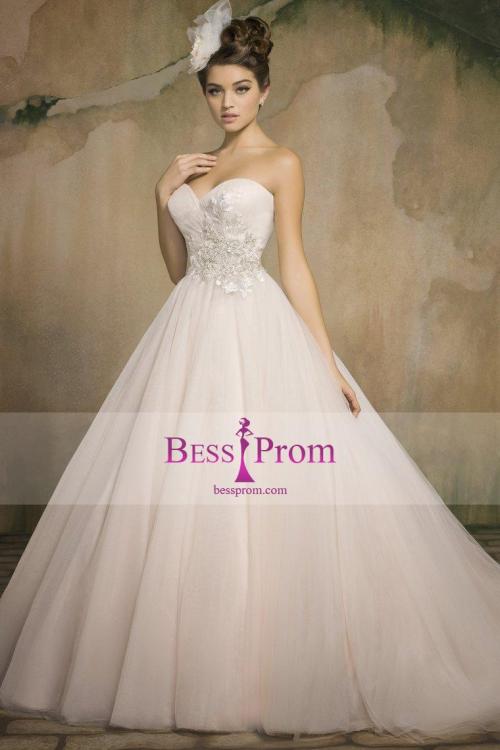 Tulle A-line 2015 Bowkont Ruching Wedding Dress