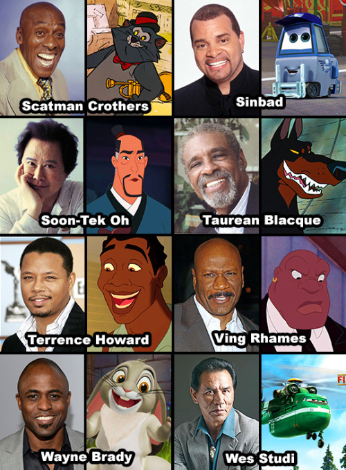 randomfandomteacher:  mixed-apocalyptic:  disneyforprincesses:  Actors of color and the Disney characters they have played. Â A remake of this (x) post, featuring new and previously overlooked actors.  I love that many of the actors of colors actually