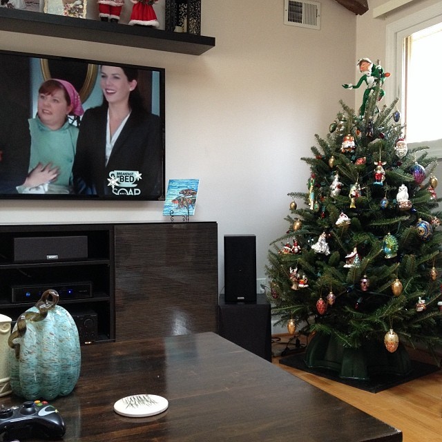 My view today, Gilmore girls and Christmas tree. #viewtoday #december #photochallenge