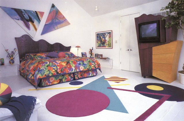 Home interiors in the 1980s-1990s ‘Contempo-Eclectic’ style, designed by Carrie Brockman. This style mixes up popular...