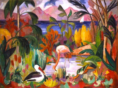 Paysage colore aux oiseaux aquatique, 1907, Jean Metzinger