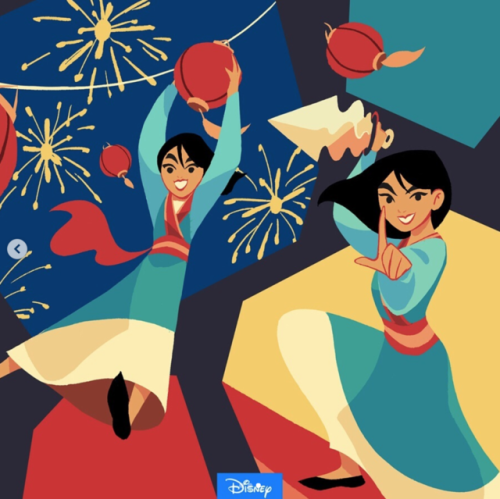 mulanxiaojie:Happy Chinese New Year from Disney’s Mulan![image description: six connected drawing wh