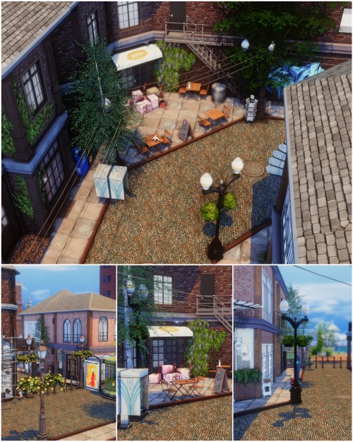 starrysimsie:Hey everyone! I’m so excited to share my shopping street lot with you! This 50x50 lot (