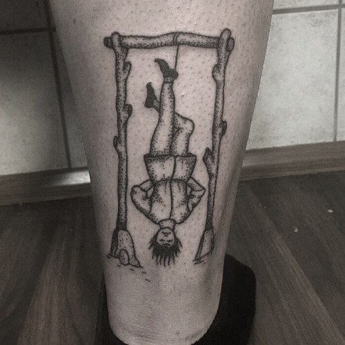 Handpoked Hangman.Inspired by a tarot card
