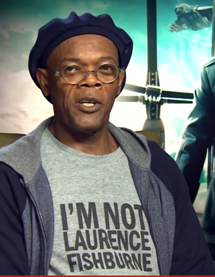 the-act-is-on:So i was watching a Winter Solider interview and i came across this gem    lets take a closer look shall we?    can we just    Samuel L. Jackson own a t-shirt saying “I’m not Laurence Fishburne”  Beautiful 