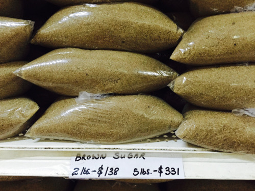 Brown Sugar.  2 lbs. 138 Jamaican dollars.  Port Antonio, Jamaica.