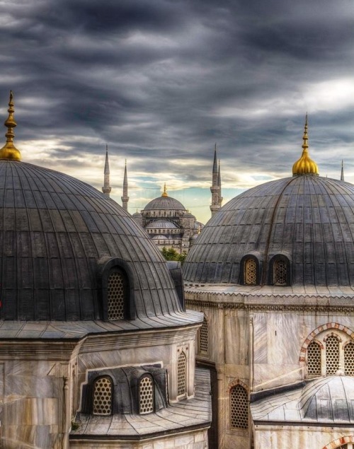 View from the Hagia Sophia - Sultan Ahmet Mosque (Blue Mosque), 1616 with Mausoleums of Sultans Seli