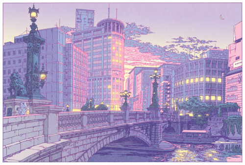 shinjitsuchimochi:東京夜景第2景「夕暮れの日本橋」Tokyo nightscape 2 views/Nihonbashi at sunsetゆったりと安らげる平和な時間にずっと浸って