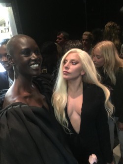 plantag0:  musicnotdabling:  They both look like goddesses  gaga staring into the eyes of the lord 