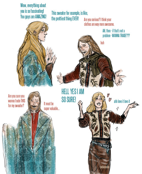 misbehavingmaiar:melkomelko:I think Finrod is a bit of an Edain nerd(he’s got a pile of folk sweater