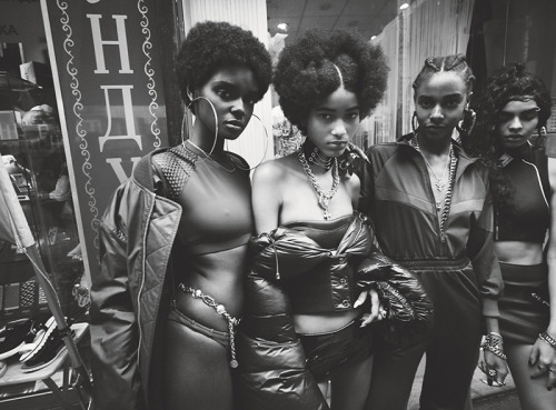 shadesofblackness: Duckie Thot, Manuela Sanchez, Karly Loyce and Mileshka Cortes for W Mag by M