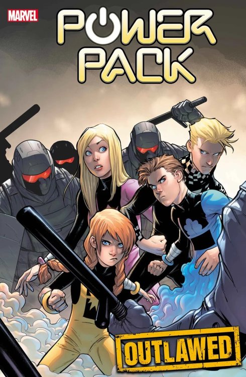 Power Pack #2 on sale May 13!Cover by Stefano Caselli.Variant by David Lopez.Dark Marvel variant by 