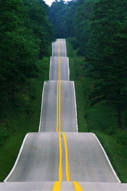 mrbear215:  sixpenceee:  This is the Roller Coaster highway located in Tulsa, Oklahoma.The technical name of this road is “County Road NS 366.” It’s one mile west of “Old Highway 56, and about 1.5 miles west of State Highway 56, just north of