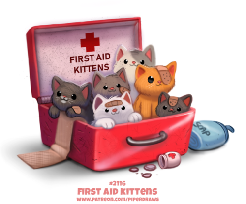 cryptid-creations: Daily Paint 2116. First Aid Kittens Daily Book and Prints available at: Fo