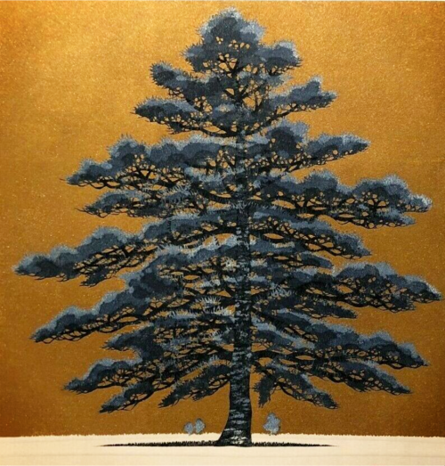 Hajime Namiki Woodcut ‘Pine Tree.’(via museumcoin)