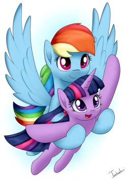 twidashlove:   “Fly me to the sky Dashie!”   Casual Flying by Twidasher   &lt;3