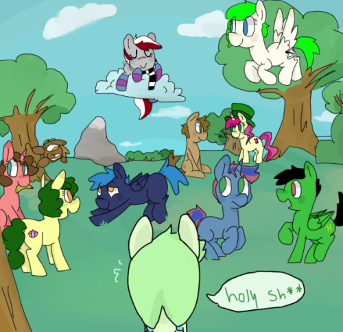 asklillymarsh:  Where did all these ponies come from PaeoniaSockzScibbleBanana PoneUgThunderflickerLightkingLucky HoovesEllaPotato I would of drawn more of my followers (I love you btw) but 2lazy.  Look at all of these ponies’ tails I can nom! Where