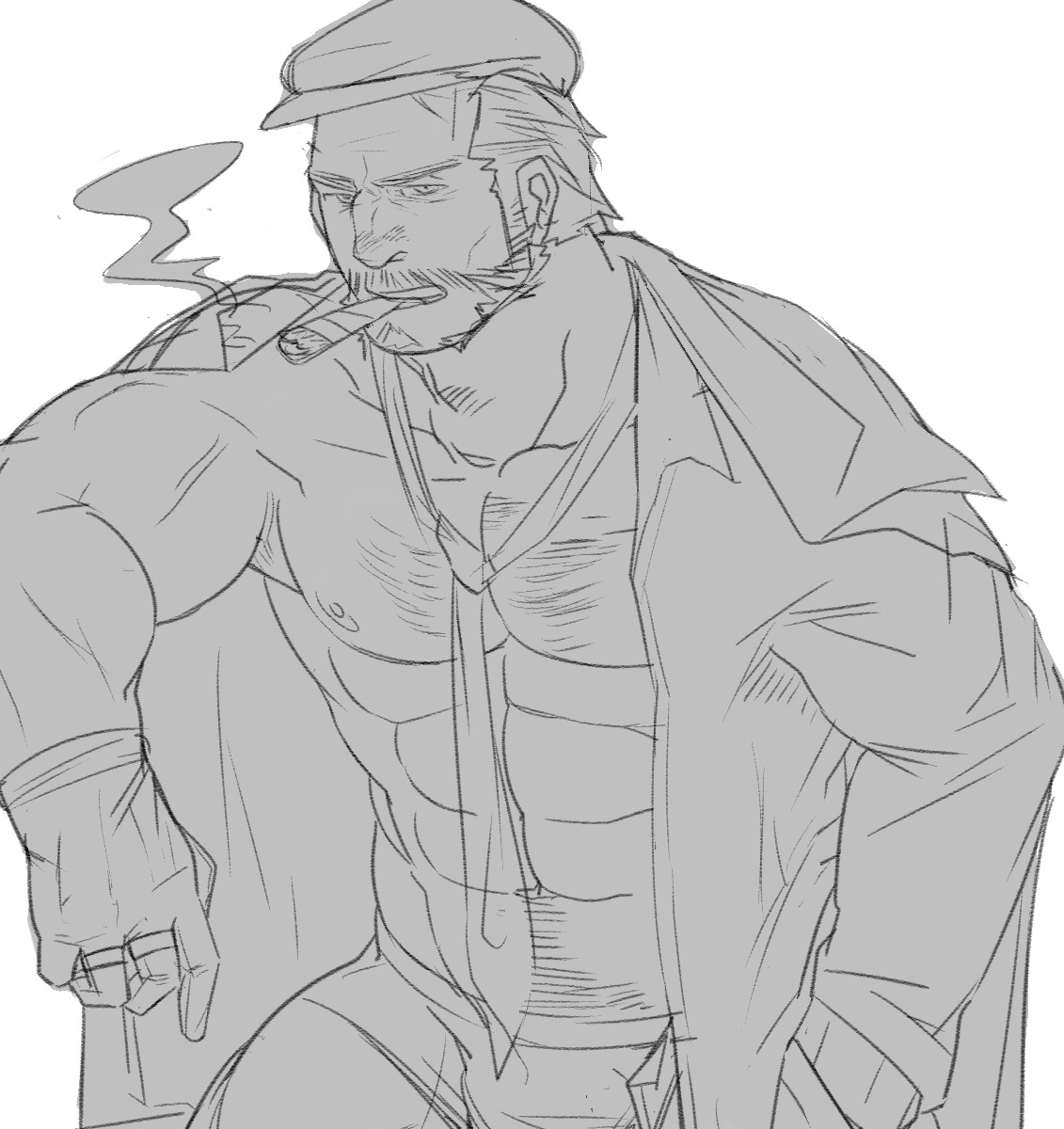 bara-detectives:  Some hot “bara” from Saru!  (from his pixiv)  Source:  落書き(2013~2014)