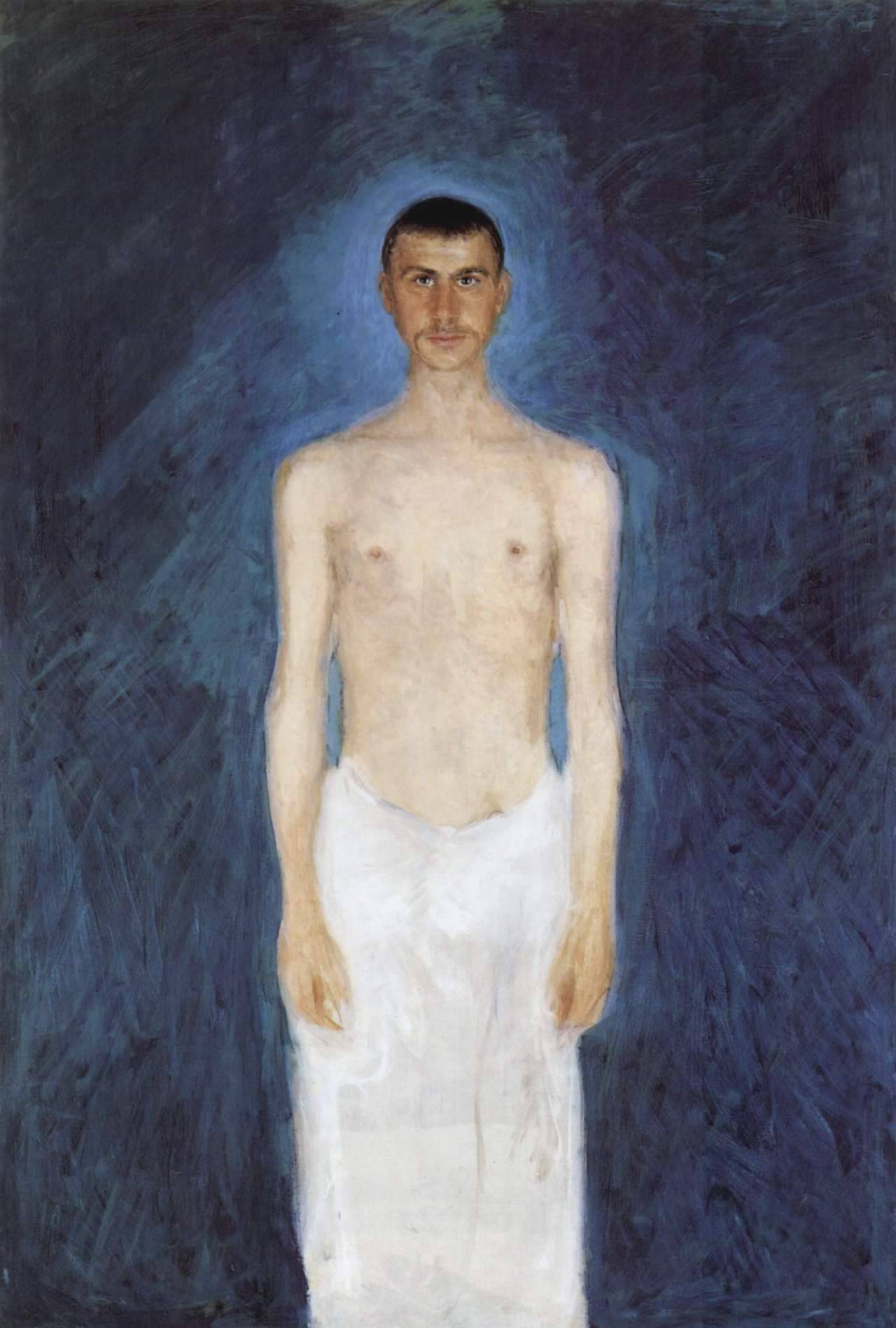 richard-gerstl: Self-portrait in front of blue background, 1905, Richard GerstlSize: