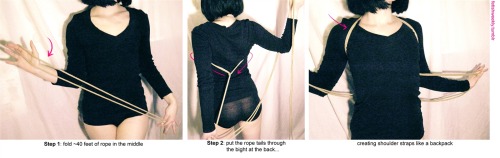 fetishweekly:Shibari Tutorial: Horizon Harness ♥ Always practice cautious kink! Have your sheers rea
