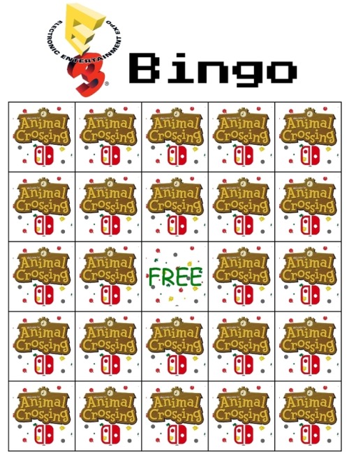 Porn coolermudkip:  My Nintendo E3 Bingo Card! photos