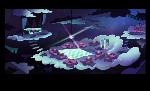 hjmichelle:Here are some color keys and background I painted on Star! I helped Josh Parpan working on the opening sequence for Star! (It was one of my favorite thing to work on ) And also a color key and a background for a bounce lounge on ‘Party with